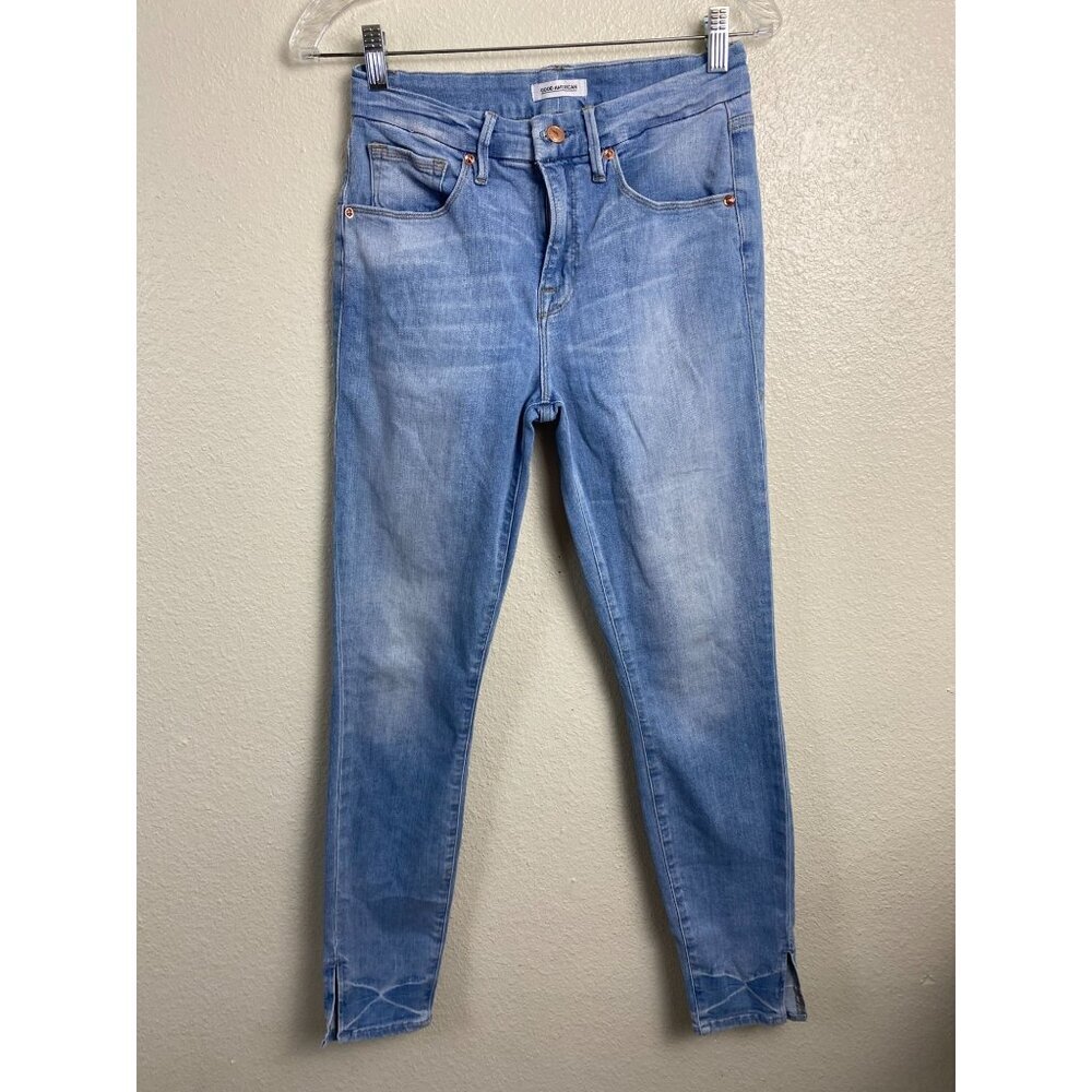 Good‎ American Good Legs Blue Skinny Jeans Women size 28 Light Wash Mid Rise